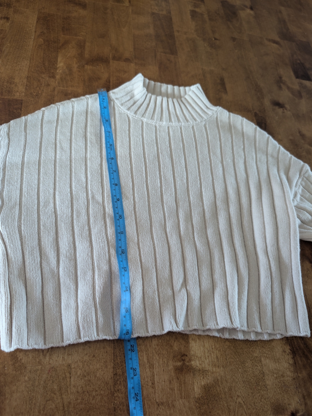 La Hearts Cream Ribbed Mock Turtleneck Sweater